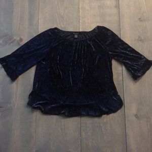 Velvet off the shoulder 3/4 sleeve blouse